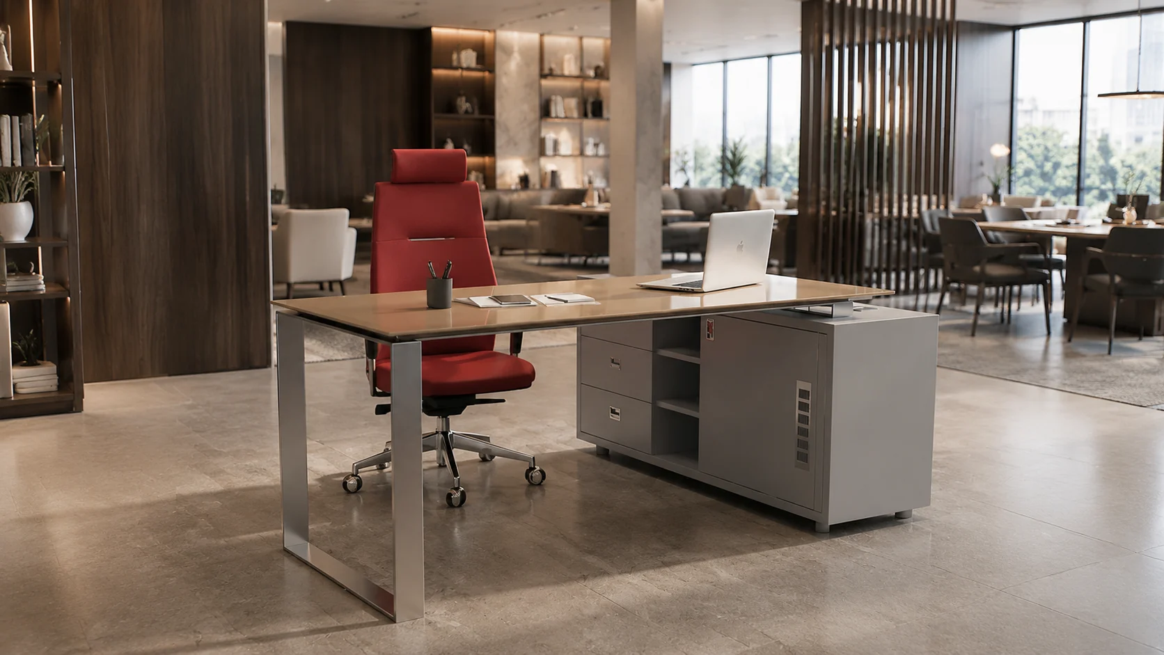 Glass makam masasının yer aldığı Çalışkan Ofis franchise showroomu